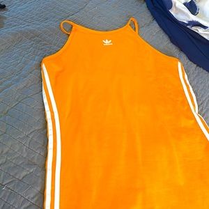 Knee length (5’2) adidas 3 stripe dress orange